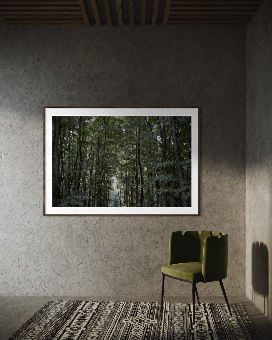 Forest — Concrete Interior, an authentic Forest series photograph by Sigitas Baltramaitis shown in an interior mock-up